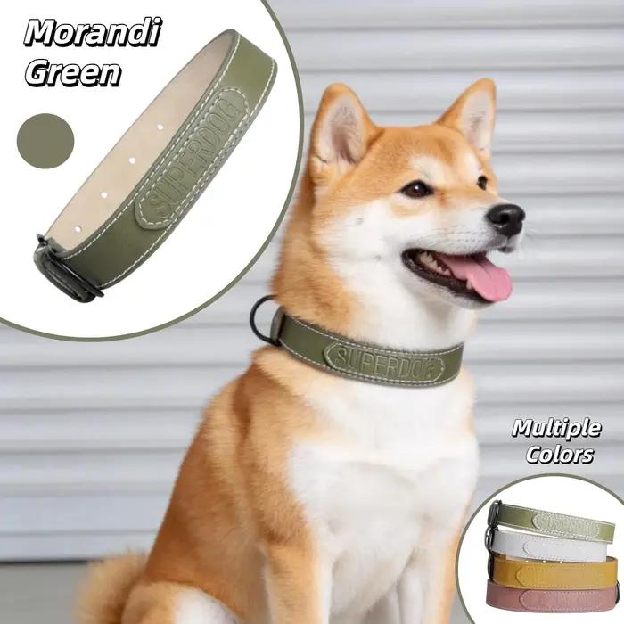 Collier pour chien en cuir PU couleur Morandi