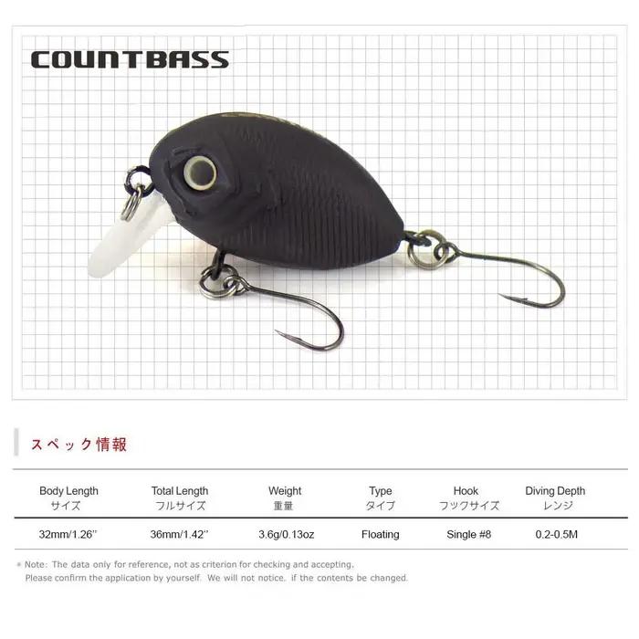COUNTBASS appât flottant à manivelle 32mm 3.6g (1.26 ''0.13oz) plongée 0.2-0.5M pêche en plastique W