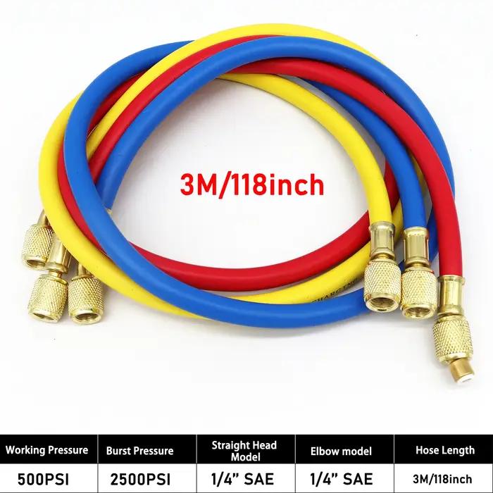Jeu de tuyaux de chargement de réfrigérant, 3M/118 pouces, 3 pièces (2500 ~ 500) PSI AC, convient à