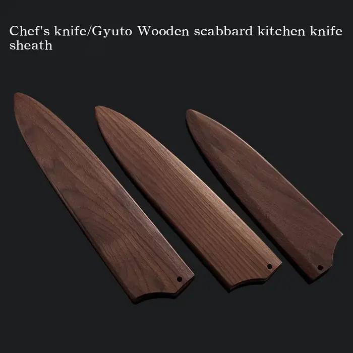 Gaine de couteau en noyer nord-américain – Ajustement universel pour couteaux de chef japonais/chinois/européens – Protecteur de lame en bois