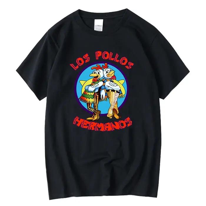 Été à manches courtes hommes de haute qualité T-shirt 100% coton Breaking Bad LOS POLLOS imprimer décontracté drôle T-sh
