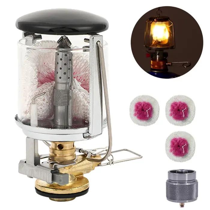 Camping Lampe À Gaz En Plein Air Mini Lanterne Tente Lampe Torche Suspendus Lampe En Verre Mini Camping Portable Gaz Lumière Camping Équipement