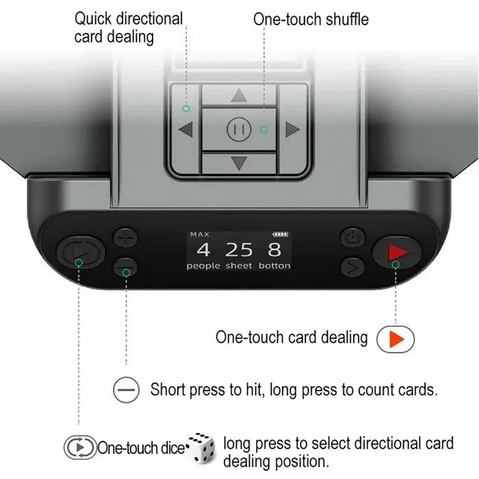 Distributeur automatique cartes 360° - Machine rechargeable mélange et distribution cartes à jouer 2 en 1