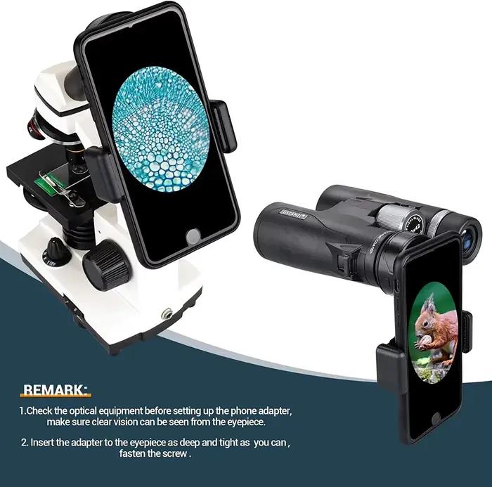 Support smartphone universel amélioré pour jumelles et télescopes - Adaptateur clip souple en caoutchouc
