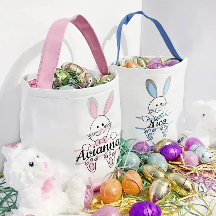 Mir de Surdose d'emoufs Personnalisé avec Nom, Sac de Joyeuses Pâques, Lapin, Lapin, Décoration de Maison de Ferme, Sac Cadeau pour Enfant Garçon et Fille