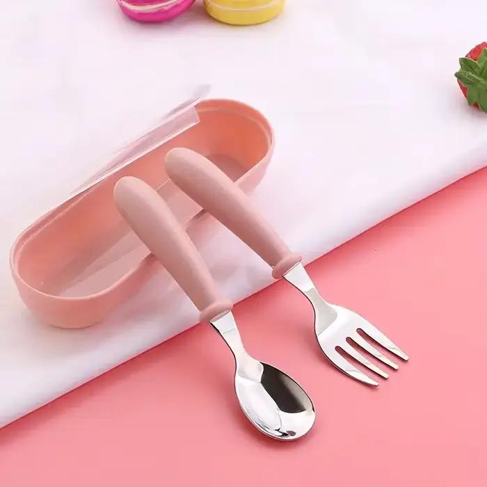 Couverts en acier inoxydable pour enfants 3-6 ans cuillère fourchette boite cadeau pour bébés mères occassions spéciales
