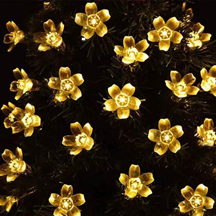 Guirlande solaire d'extérieur étanche à 20led, 5M, 8 modes, fonctionne à piles, fleur de cerisier, d