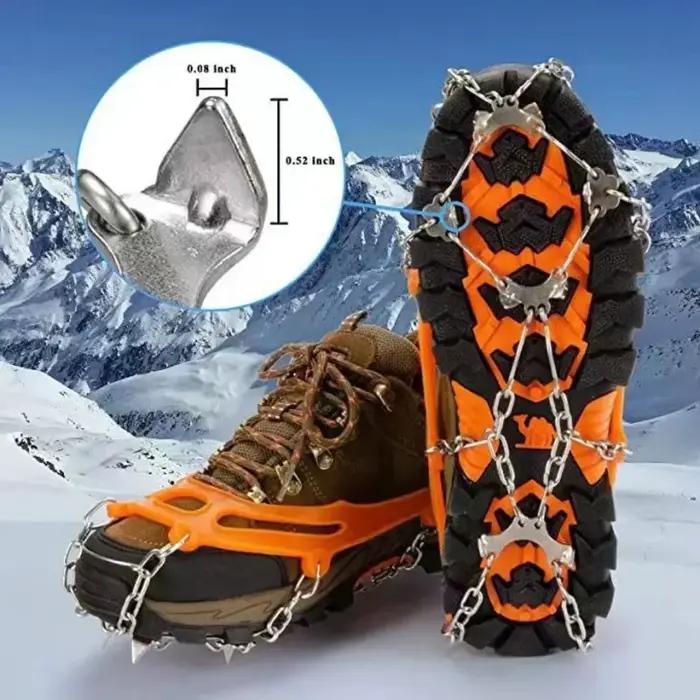 Pinces à glace en acier inoxydable 8 dents pour chaussures antidérapantes randonnée hiver occasions spéciales femmes hommes登山徒步防滑冰爪钢链攀爬