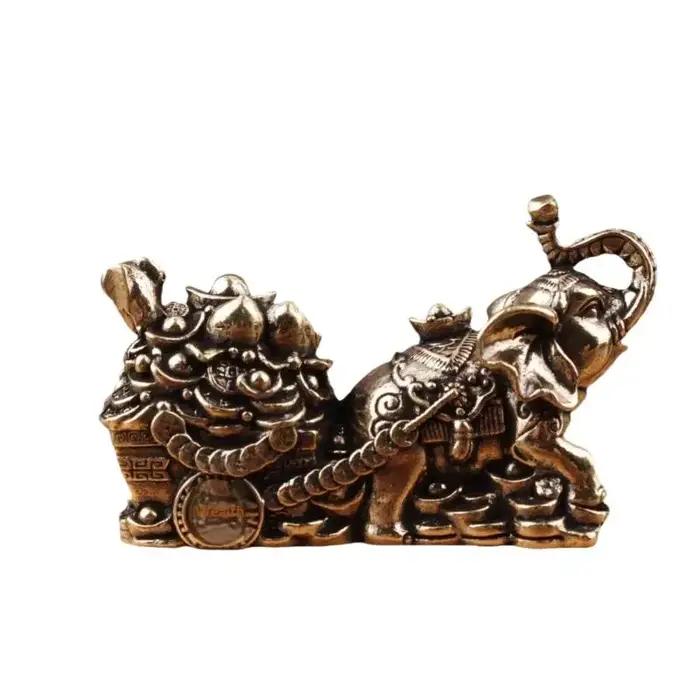 Ornement en laiton, bol du trésor, éléphant tirant un chariot, artisanat pour la maison, décoration de salon, cadeau, symbole porte-bonheur Feng Shui, art