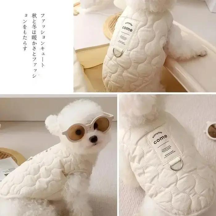 Gilet hivernal en coton pour chiens design élégant anneau D pour laisse adaptabilité taille couleur confortable et chaud pour promenades hiver neige occasions spéciales