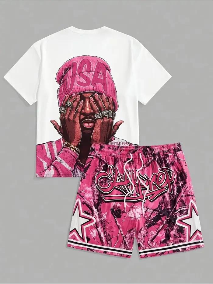 Ensemble T-shirt à col rond et short à cordon pour homme