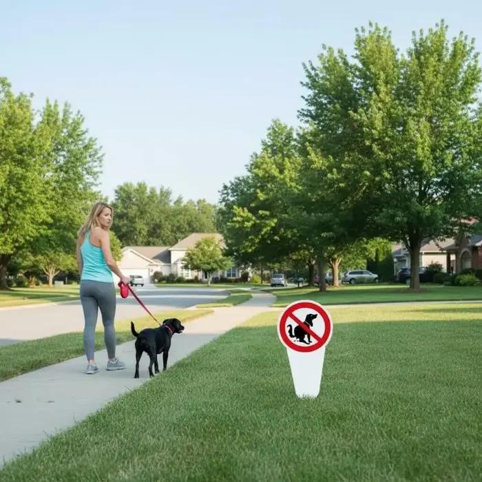 Panneau en plastique pour propriétaires d'animaux : « Interdiction de laisser des excréments de chien sur le terrain »