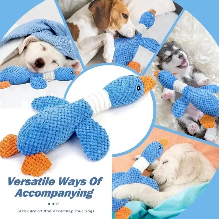 Nouveau jouet pour chien et chat en forme d'oie bleue, jouet pour animaux de compagnie, jouet en peluche double couleur, résistant aux morsures, jouet sonore, fournitures pour animaux de compagnie