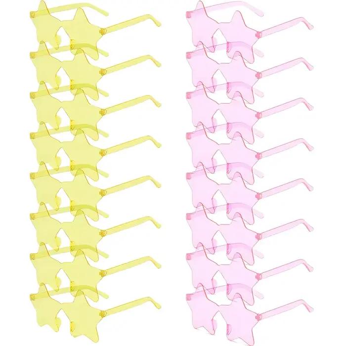 KAMMPT 16 paires par ensemble lunettes de soleil sans monture en forme d'étoile mode mignon couleur
