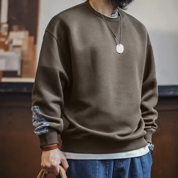 Sweatshirt patchwork vintage boro pour homme pull décontracté à col rond pull classique streetwear mode printemps automne occaions spéciales cadeau homme