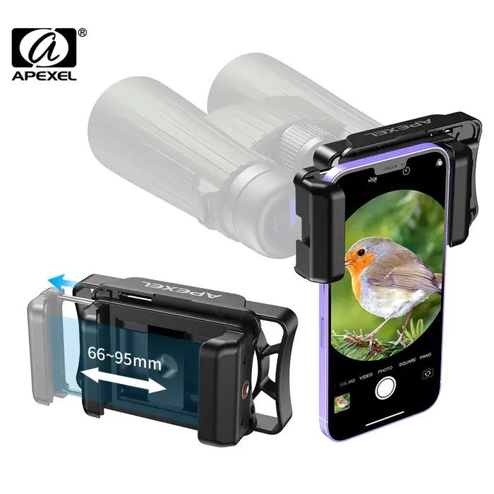 Adaptateur smartphone APEXEL pour télescopes et jumelles - Monture universelle pour astronomie et microscopes