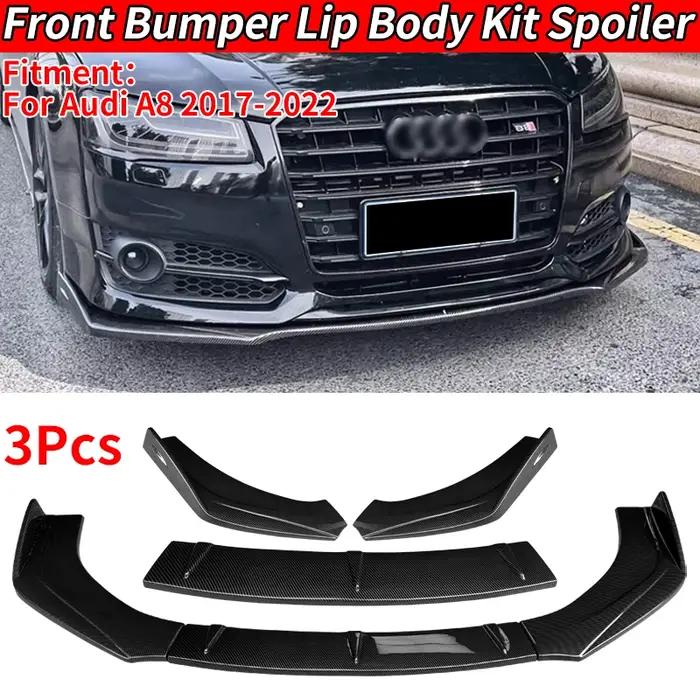 Pour Audi A8 2017 2019 2021 2022 : Kit carrosserie, séparateur de pare-chocs avant, lèvre de spoiler