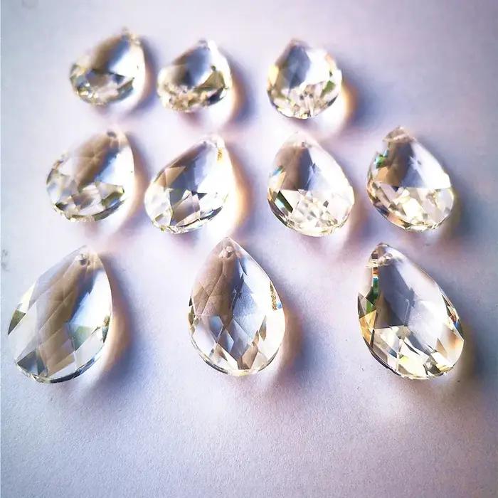 Top qualité 12 pièces/lot 22MM clair K9 cristal à facettes poire ornements de noël bricolage Suncatc