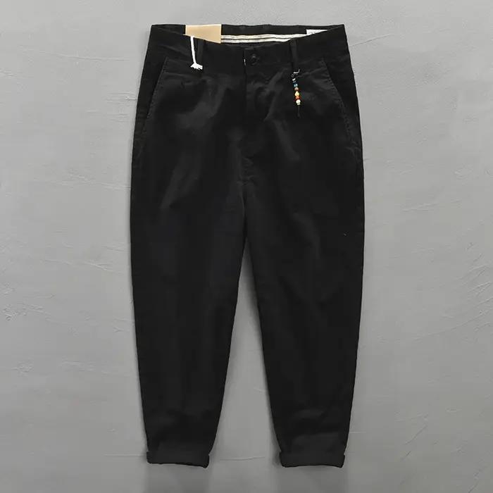 Pantalon Cargo Homme HIQOR Printemps-Automne 2026 en Coton Couleur Unie Style Vintage avec Perles –