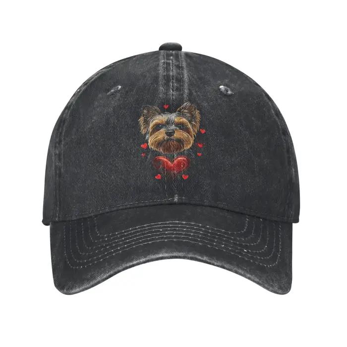 Casquettes de baseball pour la Saint-Valentin avec motif Yorkshire Terrier, casquette snapback vinta