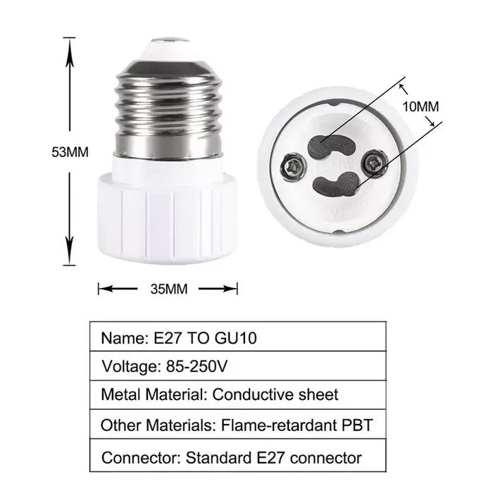 AvvRxx 1pc E27 à GU10 convertisseur lumière LED ampoule adaptateur vis douille en céramique matériel