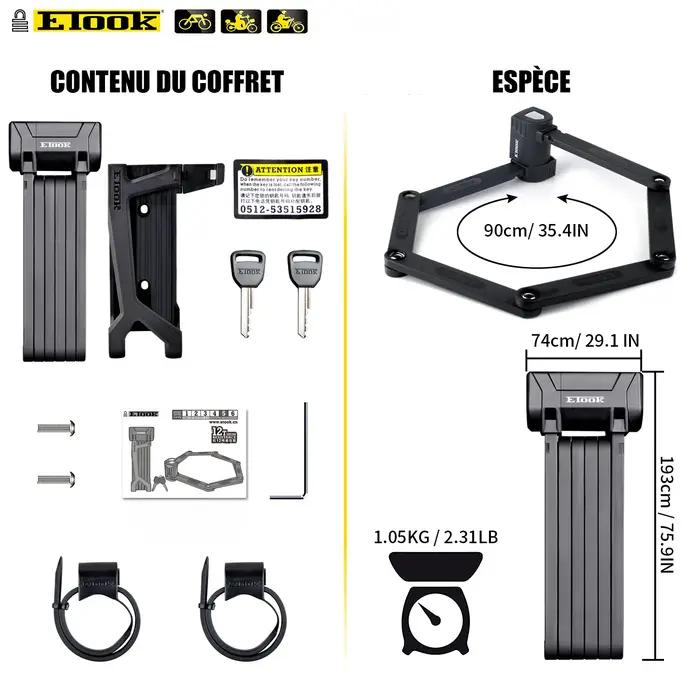 Serrure anti-vol pliable pour vélo