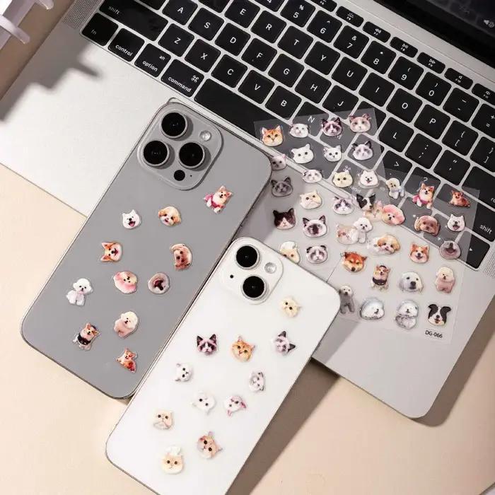 Autocollants de colle Animal chat chien dessin animé mignon autocollants de gelée pour manuel de matériel décoratif DIY bricolage pour enfant et adulte occasions spéciales