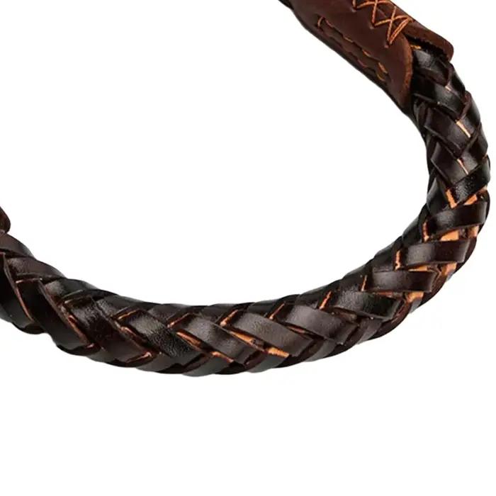 Collier pour chien en cuir tressé à huit brins