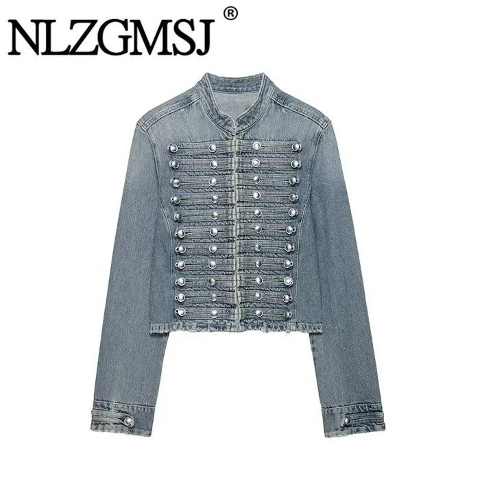 Veste en jean décontractée pour femme NLZGMSJ, collection Printemps 2026, à manches longues, col mon