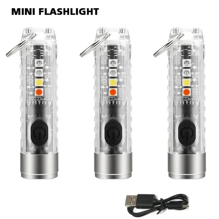 Mini lampe de poche porte-clés type-c, charge rapide, étanche IP66, avec aimant, multifonction, aver