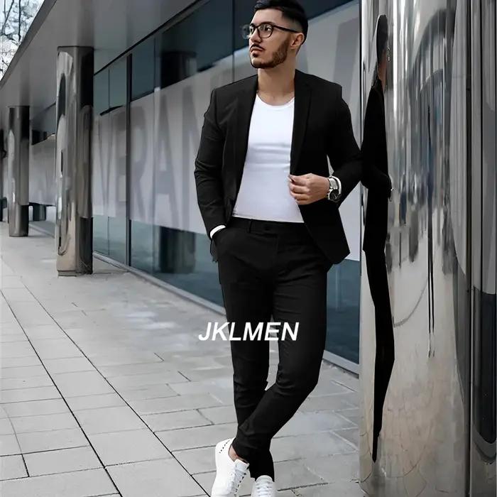 Costume 2 pièces gris pour hommes, veste d'été décontractée, pantalon formel, smoking de mariage, vêtements de marié, Blazer de couleur personnalisée, XS-5XL