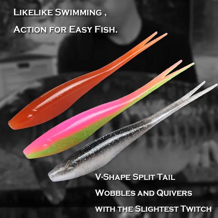 JOHNCOO 3 pièces flottant goutte tir appât souple leurre de pêche 180mm en forme de V queue fendue S