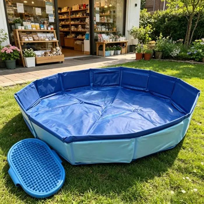 Baignoire pliable pour chien avec ensemble de brosses