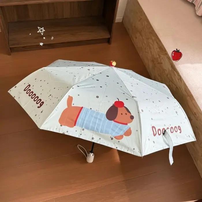 Parapluie pliant teckel à motif de chien