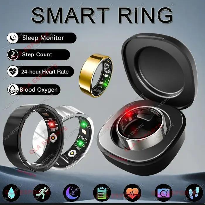 Bague connectée smart ring R09 avec boîtier de charge - Moniteur fréquence cardiaque oxygène température