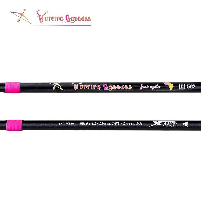 Canne à pêche en carbone Hunting Goddess 1.35/1.5/1.68/1.8m 5 pieds UL Super Légère Rose Pointe Solide Action Rapide pour Femme