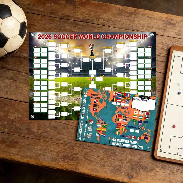 Affiche Murale Finale Championnat du Monde de Football 2026 Interactif Décoration Maison Bureau Occasions Spéciales Fêtes Football Fans