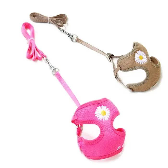 Harnais et laisse pour petits et moyens chiens, ensemble harnais pour chaton, broderie marguerite, collier pour chiot, chaton mignon, Chihuahua, Yorkie