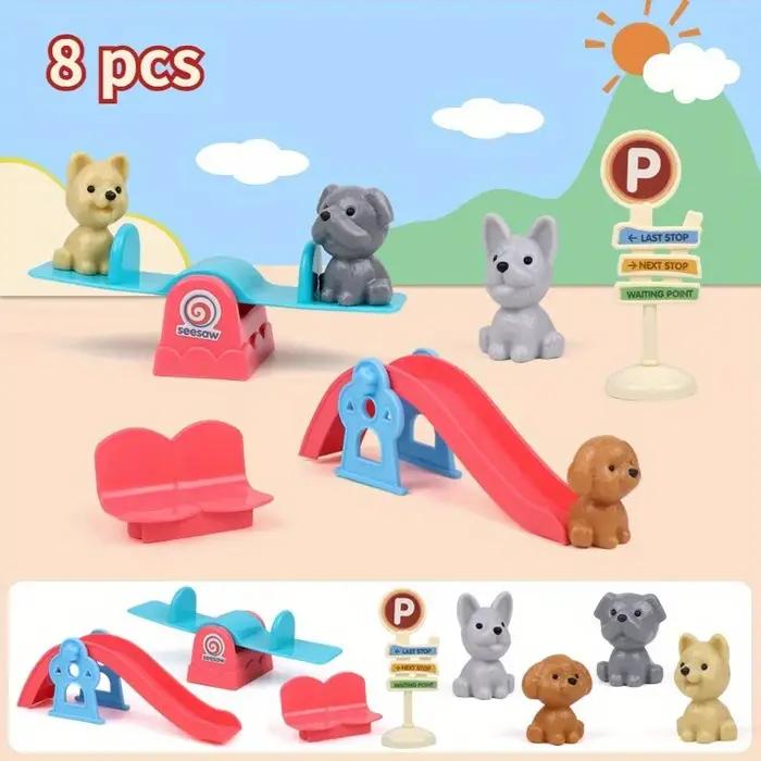 Chien jouet panier pour animaux de compagnie jouets de famille cage jouets scène jouant jouets décoration de noël et thanksgiving couleur aléatoire pour enfants 3-6 ans