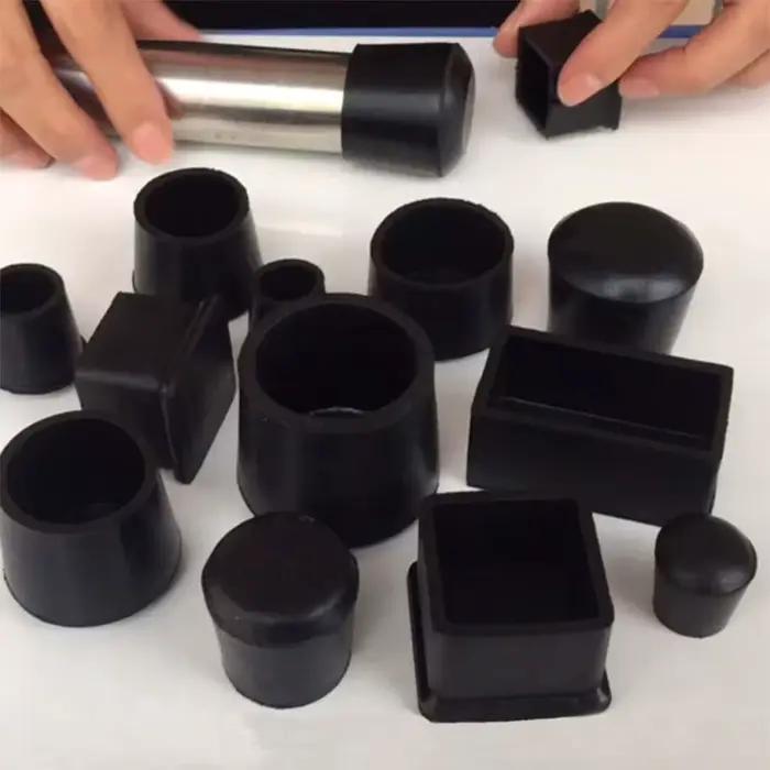 Carré/rond noir en caoutchouc chaise Table pieds meubles bâton tuyau Tube insérer bouchon bonde fin