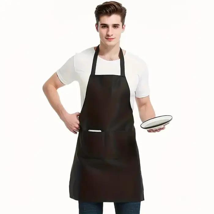 Tabliers noirs résistants avec grandes poches pour cuisine, barbecue, travail et serveurs de restaurant occasions familiales et amicales