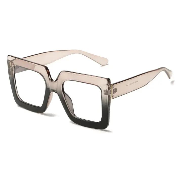 Lunettes de soleil fashion femmes carrées anti-lumière - Monture large colorée dégradée, protection UV complète