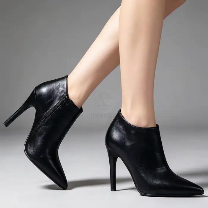 Bottines à talons fins de 10CM pour femmes, chaussures à bout pointu avec fermeture éclair latérale, grande taille, printemps automne, élégance intemporelle, bottes pour femmes, bottines de luxe, occasions spéciales, soirée élégante, cadeau parfait