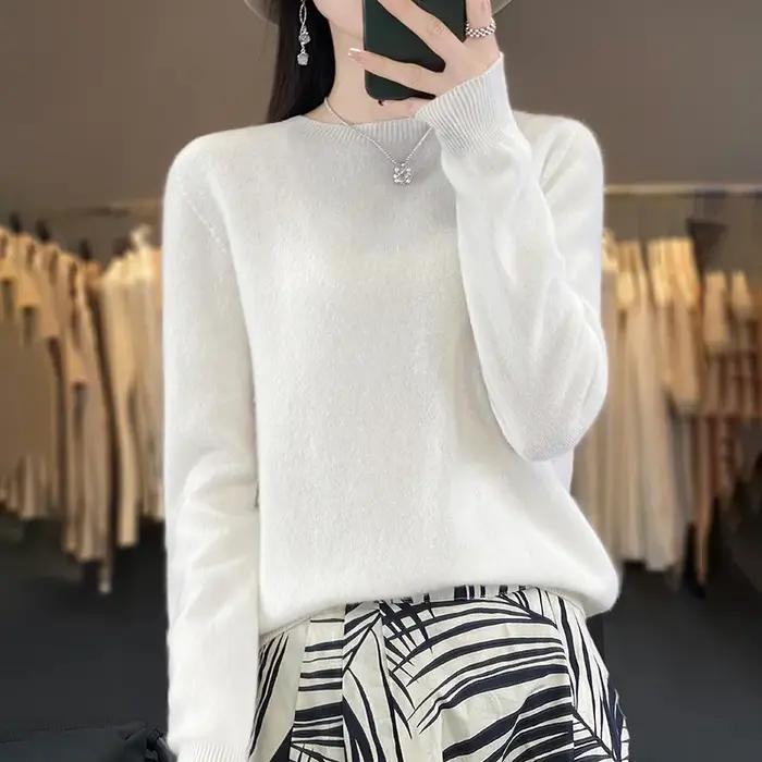Pull tricoté en laine mérinos Pure pour femme