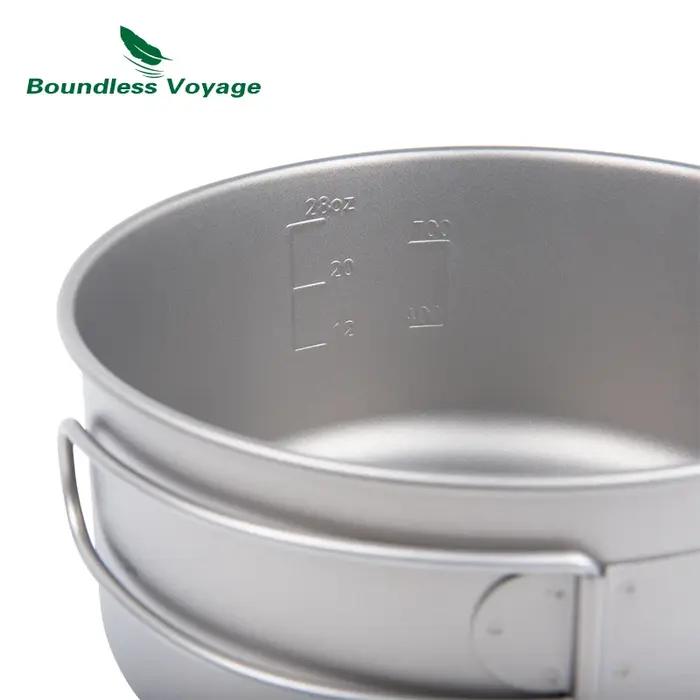 Boundless Voyage-Ensemble de casseroles en titane avec plaque pliante, bol ultraléger, camping, rand