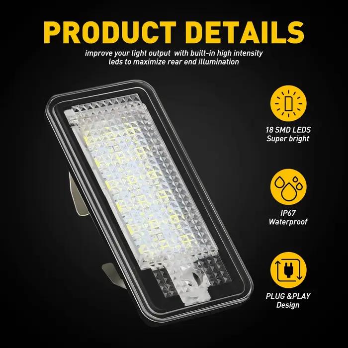 Lumière de plaque d'immatriculation LED sans erreur, 2 pièces, 12V, pour Audi A4 S4 B6 B7 A6 C6 S6 A