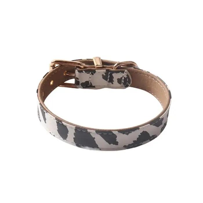 Collier pour chien en PU imprimé vache, doux et élégant, exquis, pour toutes les races de chiens, ac