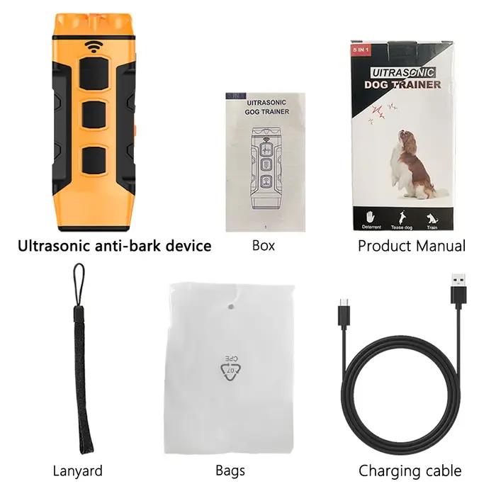 Dispositif d'aboiement ultrasonique anti-chien avec lumière LED pour chiens dressés occasions de promenade sécurité urbaine