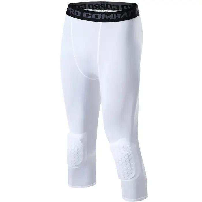 Genouillères en nid d'abeille homme protection sport compression basketball jogging pantalon de sécurité elastique 3/4 leggings entrainement sportif durable