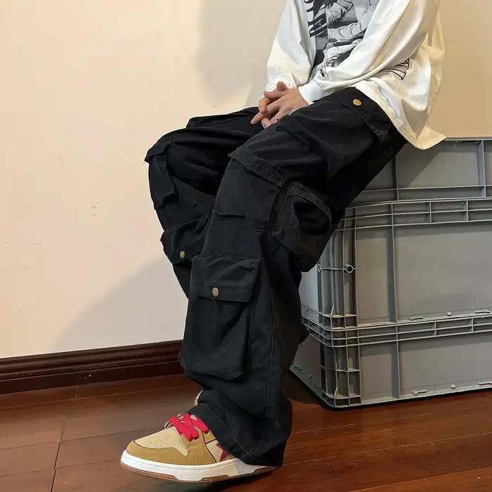 Pantalon cargo 2025 multi-poches vintage loose harajuku streetwear hip-hop homme